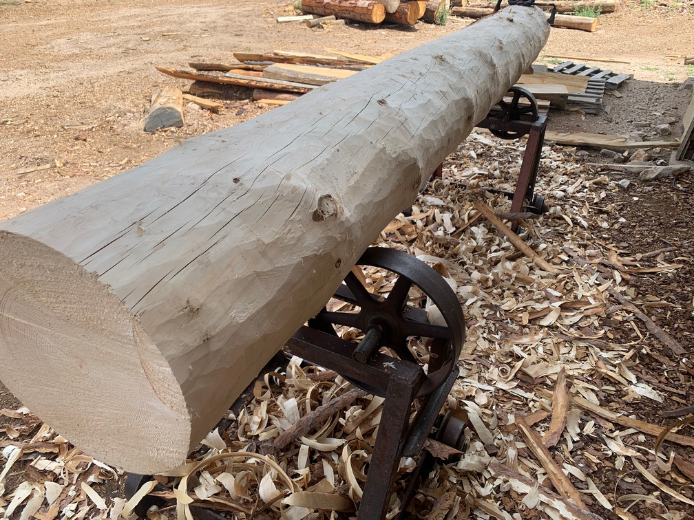 Peeled Spruce Pole Before Wrap cuts